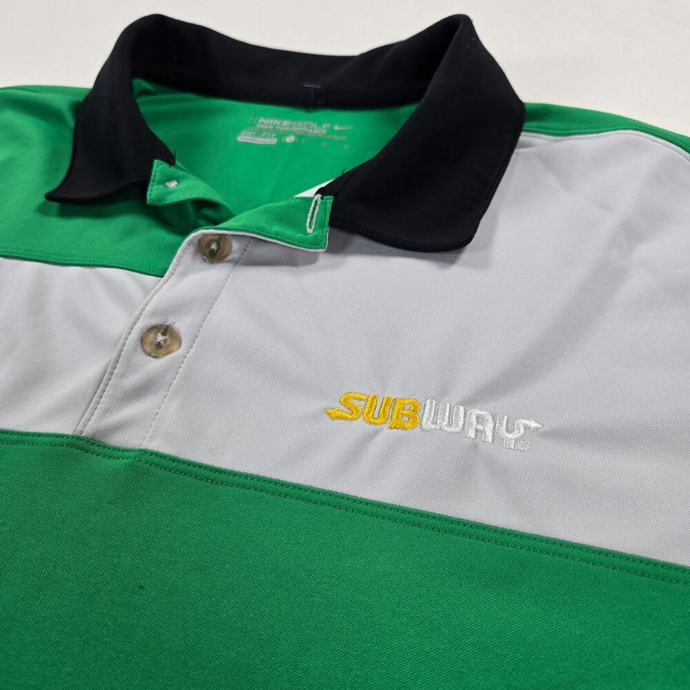 Subway x Nike Tour Performance Dri-Fit Green Short Sleeve Polo Men's‎ Size Large
